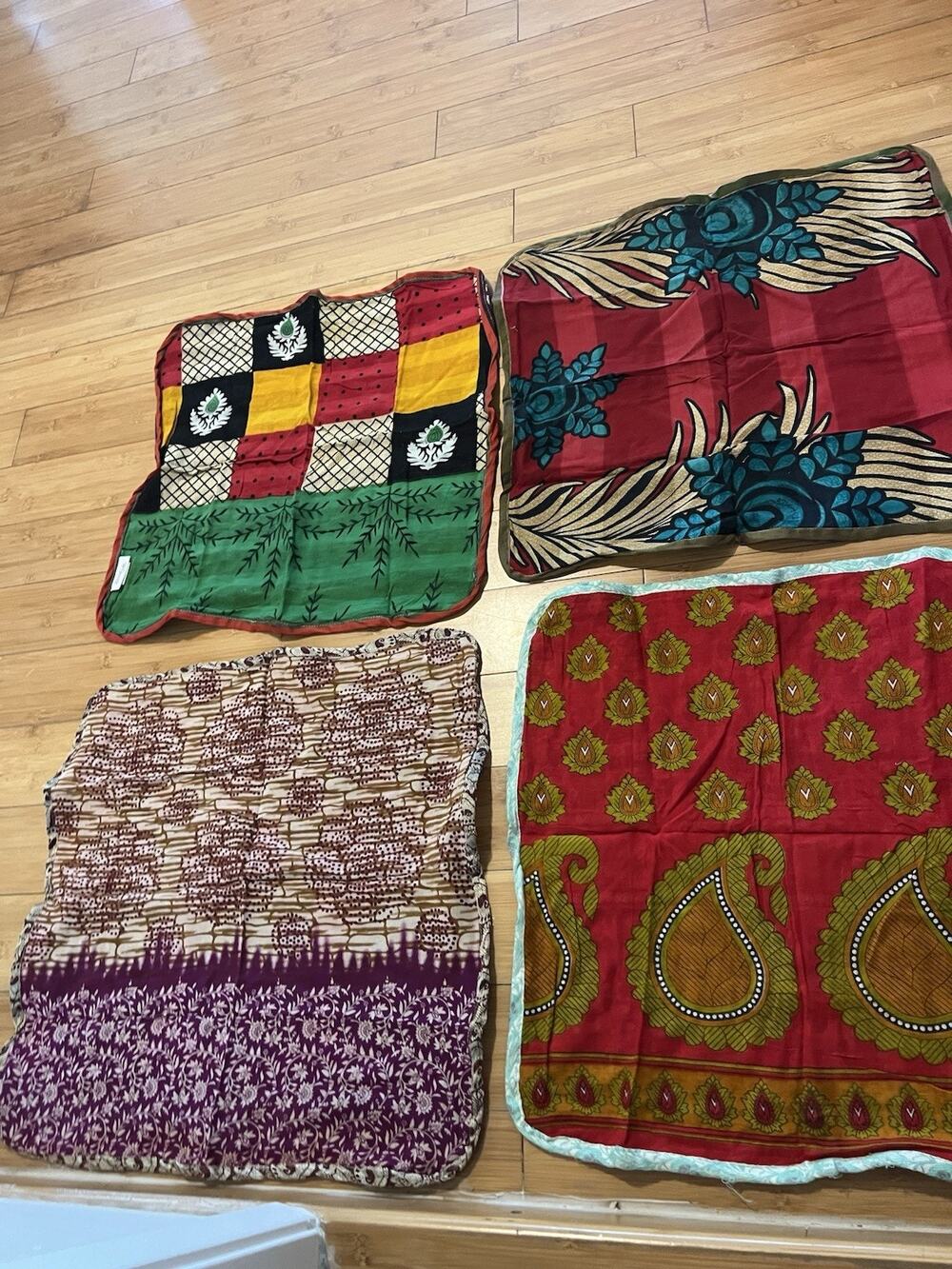 Worldfinds HANDKERCHIEFs 4PCs VINTAGE FLORAL COTTON 19” Colorful Boho Nature